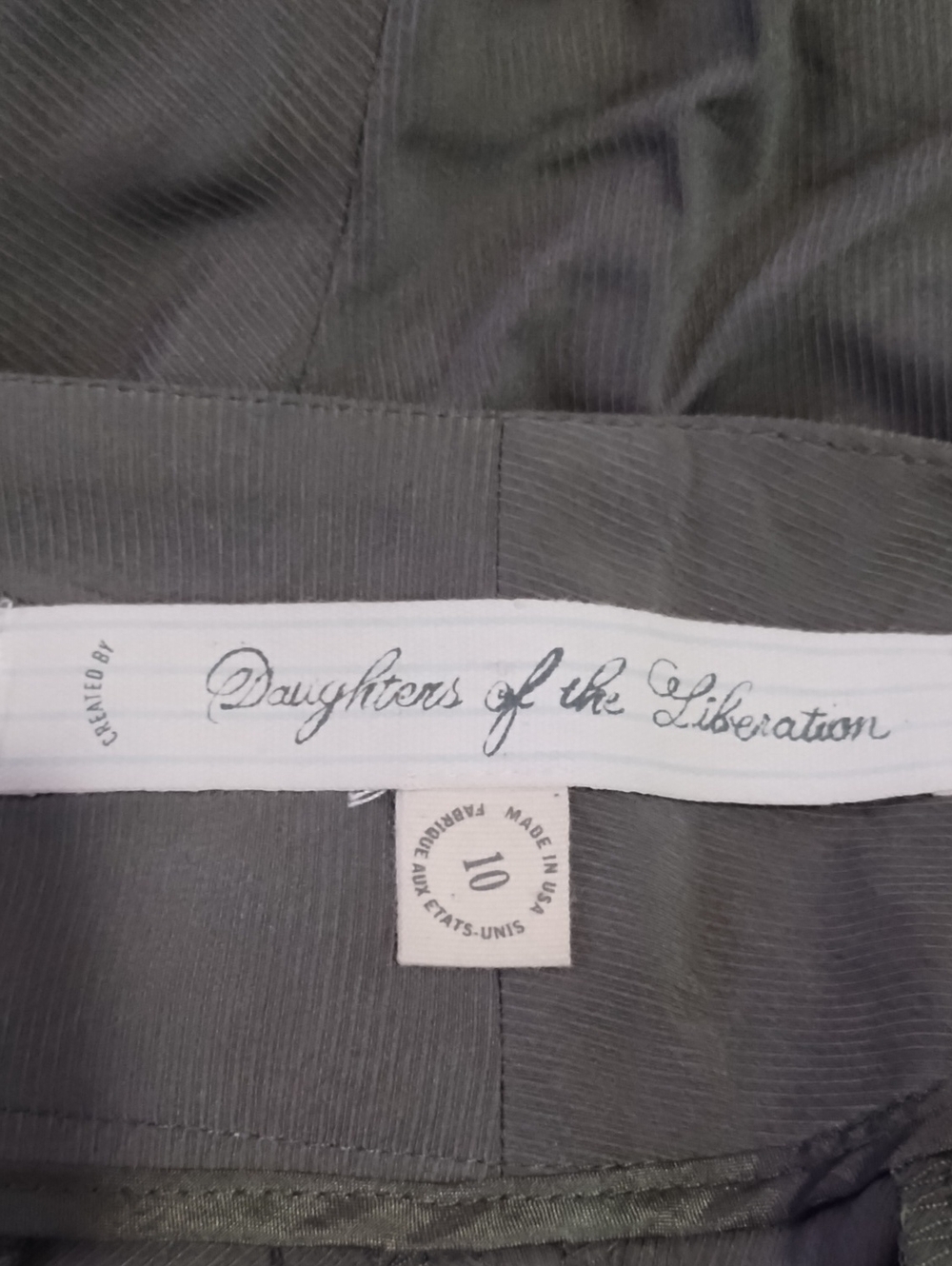 Daughter Of The Liberation Women's 10 Wide Leg Olive Green Pants - Picture 4 of 5